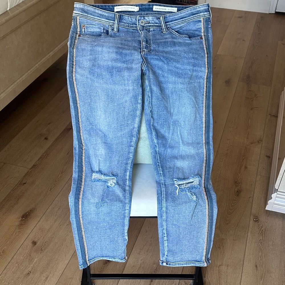 Pilcro and the Letterpress Light Blue Boyfriend Jeans anthropology sz 30 34 x 29
